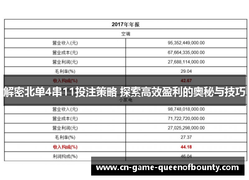 解密北单4串11投注策略 探索高效盈利的奥秘与技巧